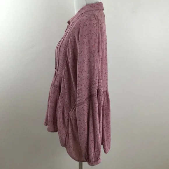 Lucky Brand Rose Floral Boho Blouse s - Picture 4 of 10